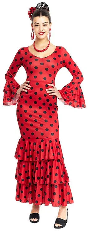 Disfraz de Sevillana Rojo con Lunares Negros para Mujer Sevillanas Partilandia